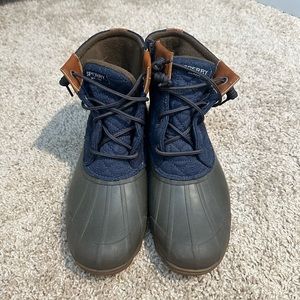 Sperry Waterproof Duck Boots 9.5 • Navy & Olive • Lightly Worn